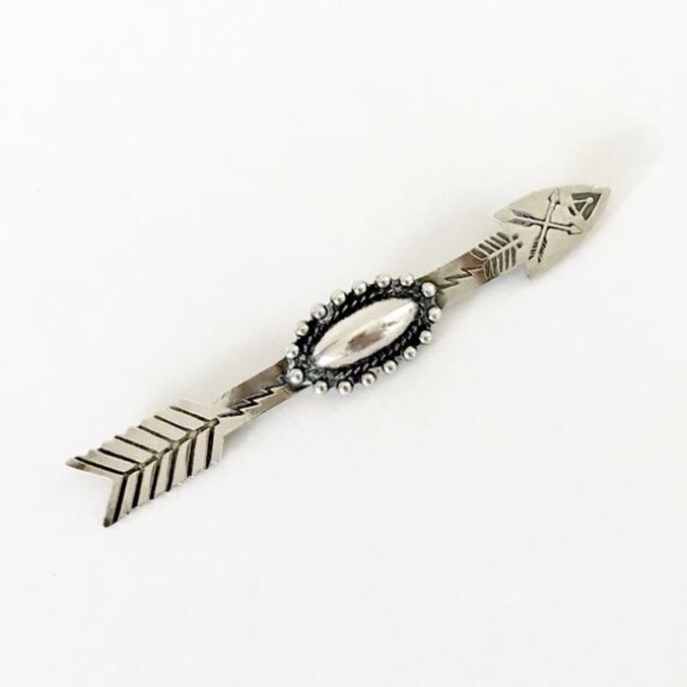 Navajo Indian Coin Fred Harvey Arrow Brooch Pin